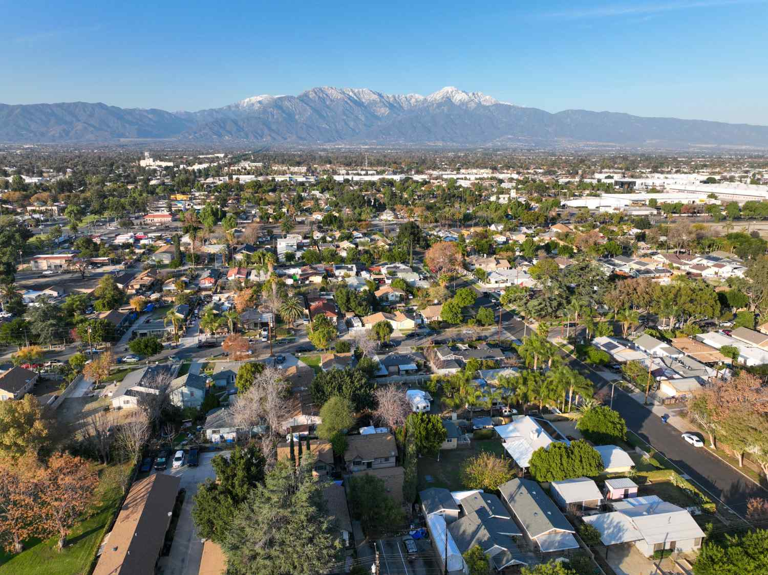 Eastvale family neighborhoods with mountain backdrop