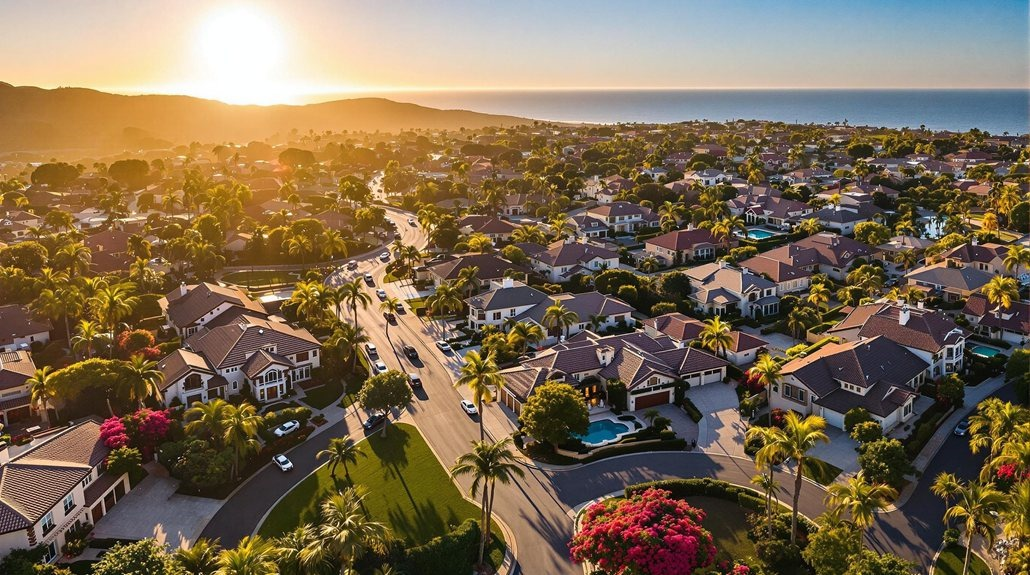 Yorba Linda palm-lined upscale neighborhood